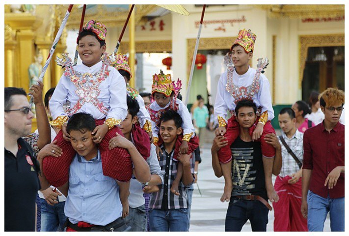 Every Buddhist male child has to spend a week at the temple.  This ceremony was for the boys.  Tomorrow their heads would be shaved and they would wear monk's garb.