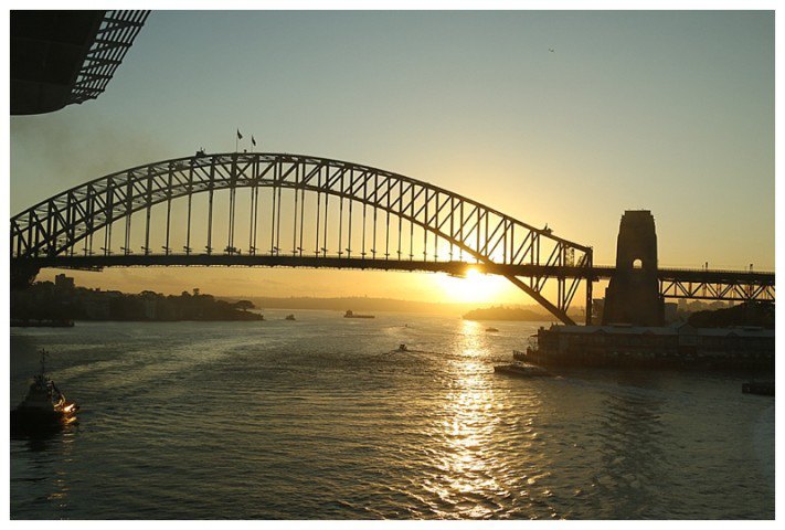 Have passed under the Bridge, a sunrise shot. (She's learning fast isn't she) :-)