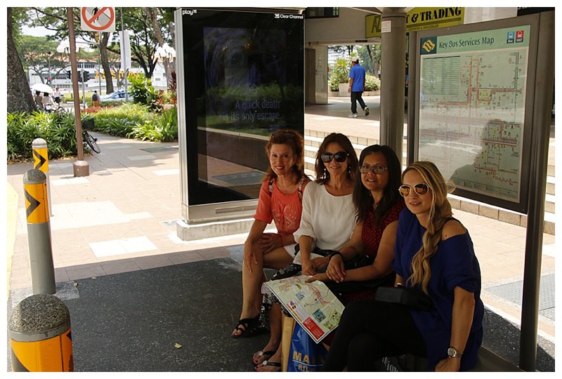 The ladies at the bus-stop. L_R, K2, K1, Hazel and Ivana.