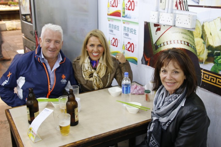 Karen, Colin & Paris at a celubrious table