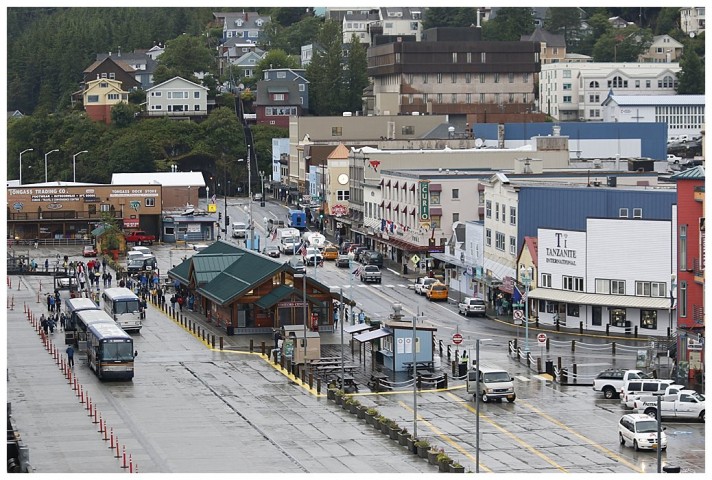 the View from the Bridge, Main Street, with the dock to the left.