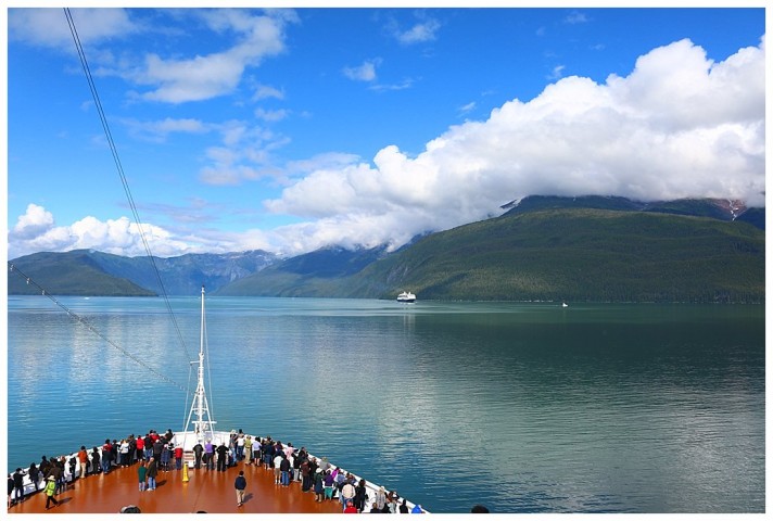 The 'Zaandam", outward from Tracy Arm as we enter.