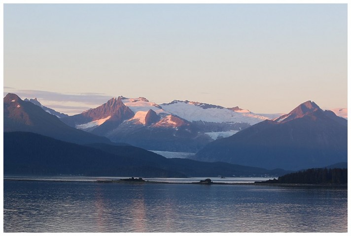 Mildenhall glacier and Juneau icefield at sunset