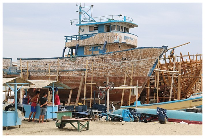 Boat building on the beach