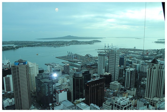 A view of Auckland harbour from the "sky tower", looking north-west