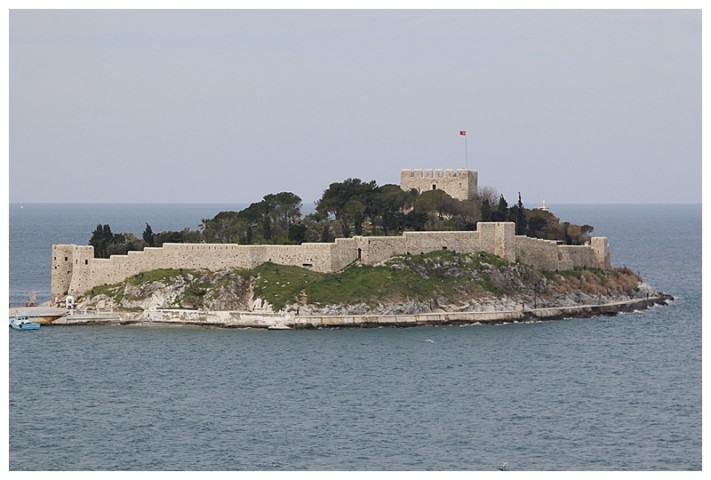 To starboard, the fort which guarded the old city.
