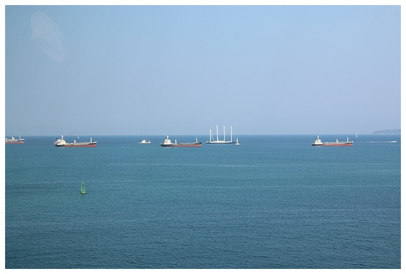 On our port side, vessels at anchor