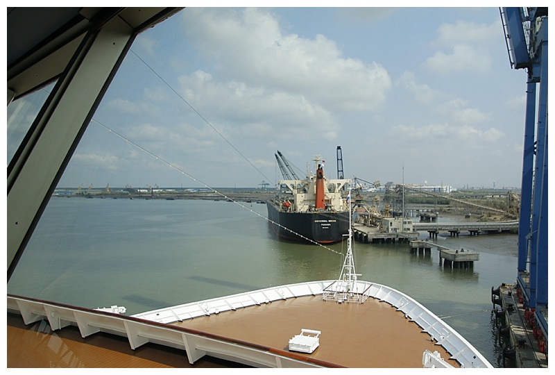 Looking ahead, a bulk carrier is working cargo