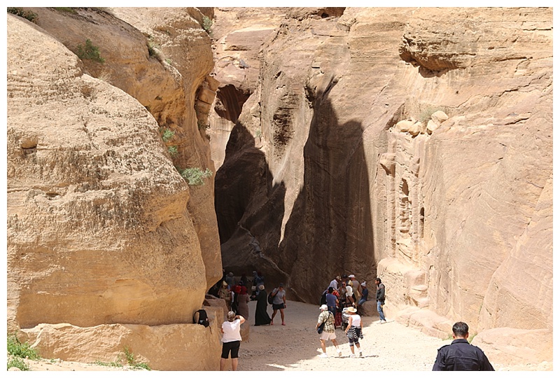 At the end of the path, one is confronted with a narrow gorge, the Siq and only entrance to the city