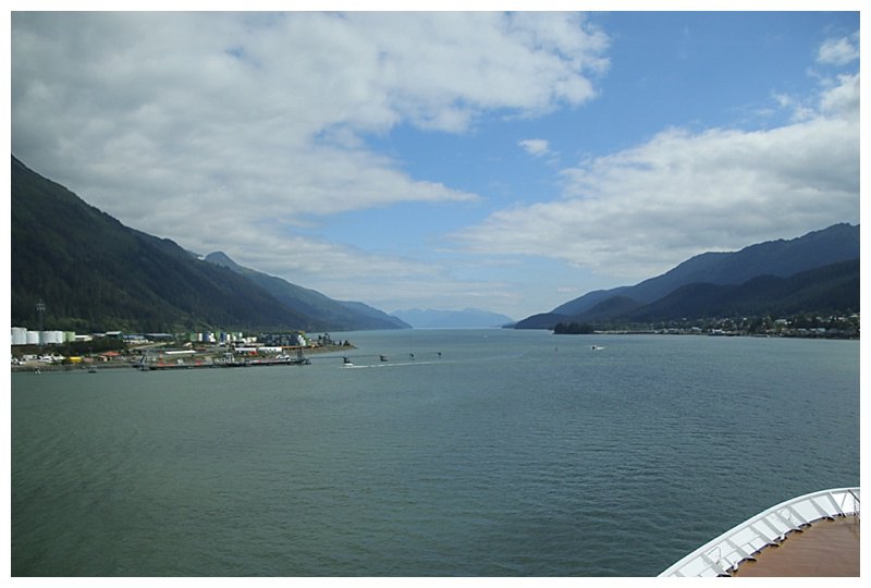 On departure, looking south, down the Gastineau Channel